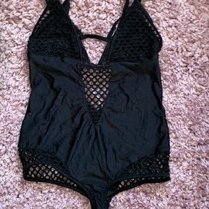 One piece black thing swimsuit